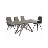 Eclipse Grey Ceramic Extending Dining Table with Alexa Grey Leather Dining Chairs - Pendle Village Furniture